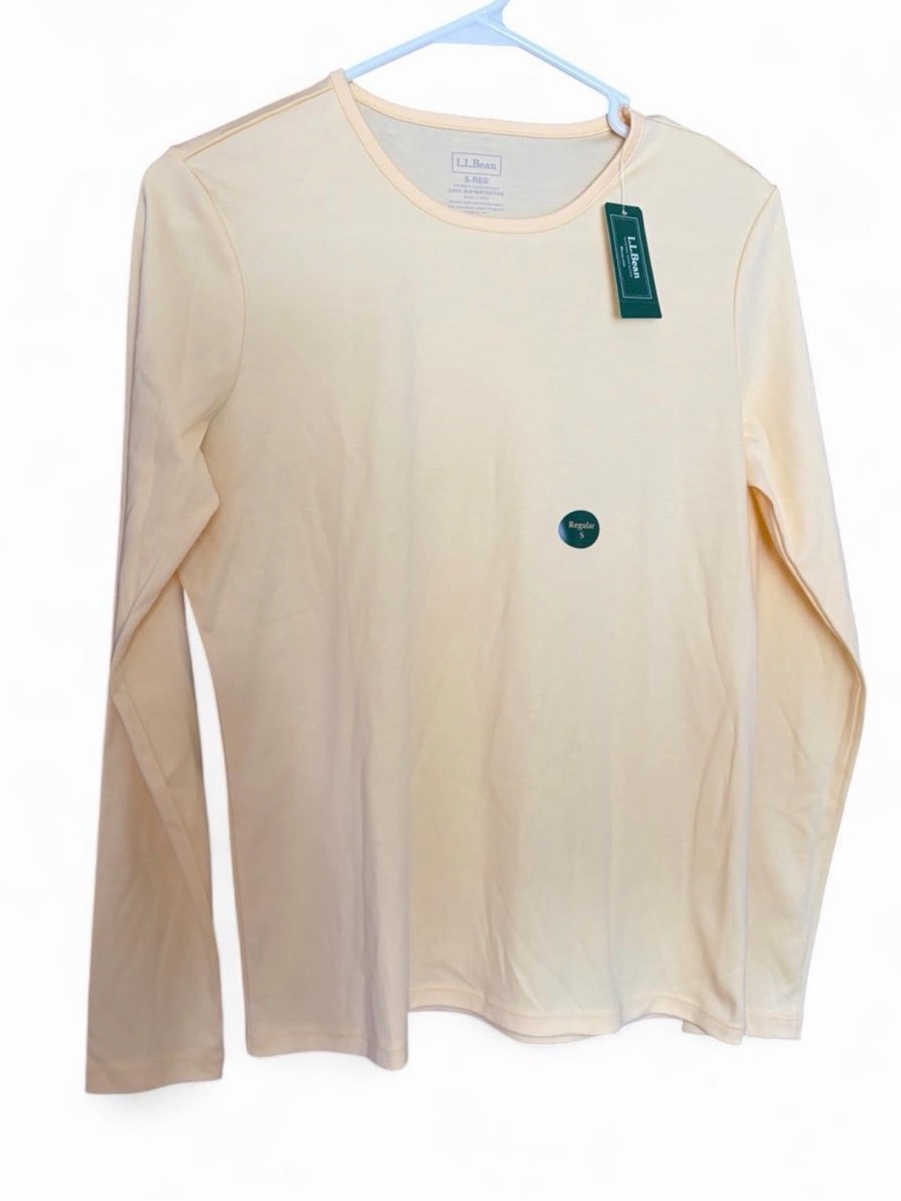 LL Bean Suprima Cotton Light Yellow long sleeve top women’s size small shirt